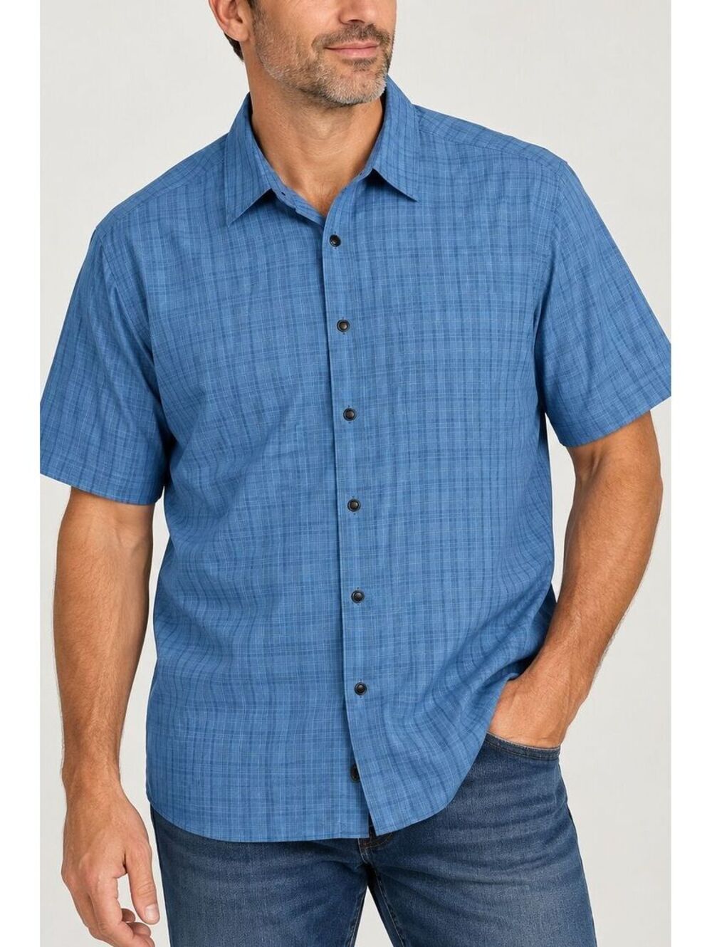 5.11 Tactical Men's L Blue Plaid Short Sleeve Snap Button Shirt